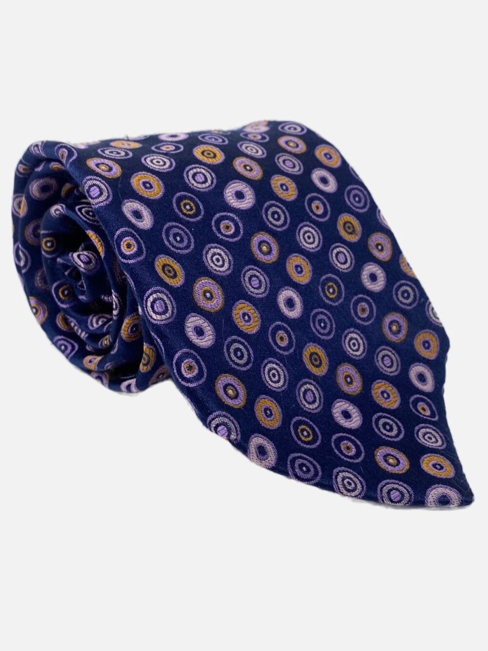 Ted Baker London Tie Navy Purple Pink Geometric Circles Jacquard Foulard Necktie